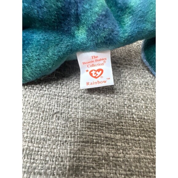 Ty Beanie Baby Rainbow Dark Blue Chameleon Plush Toy 1997 Collectible - Picture 5 of 8